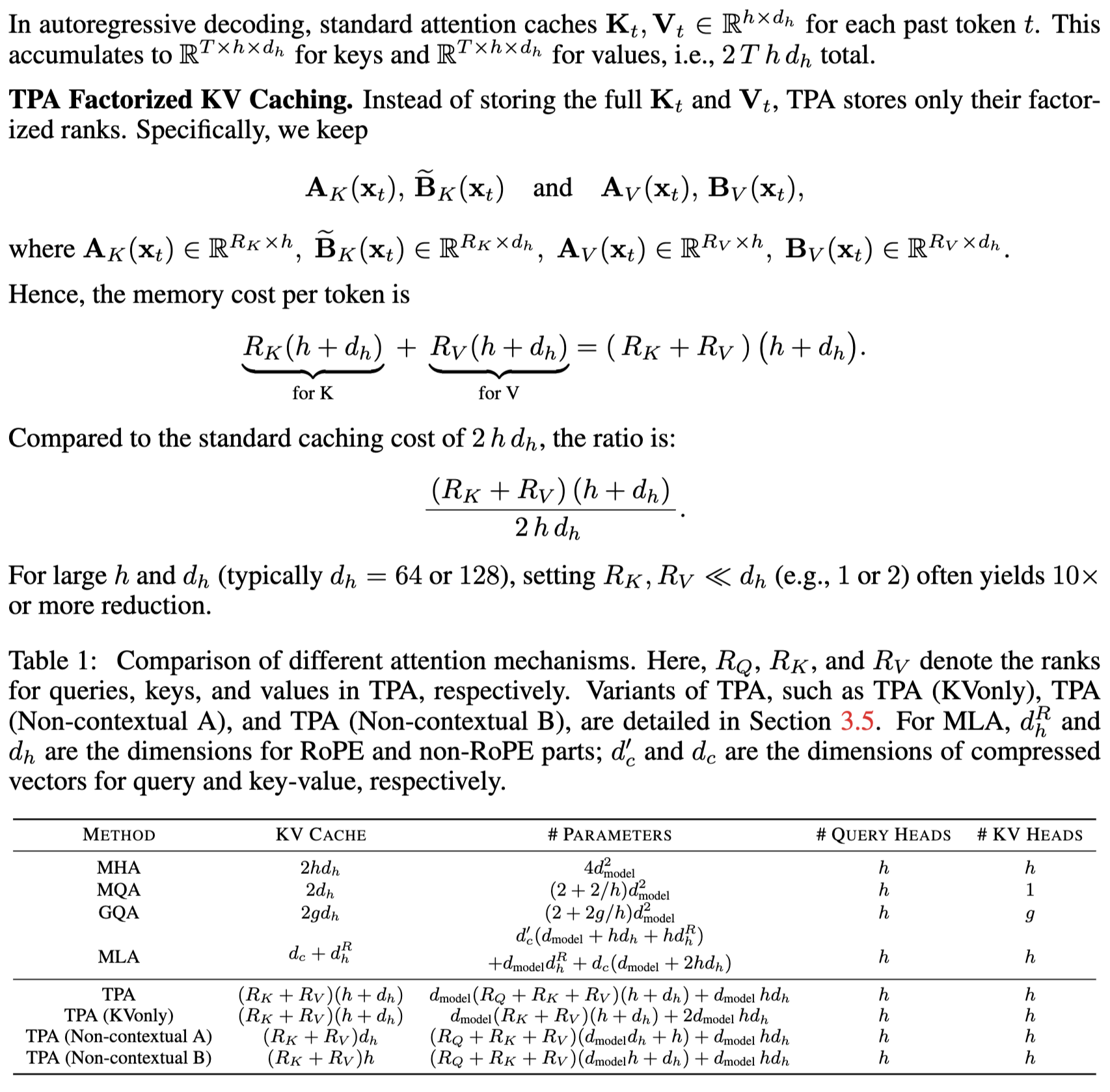 KV Caching and Memory Reduction